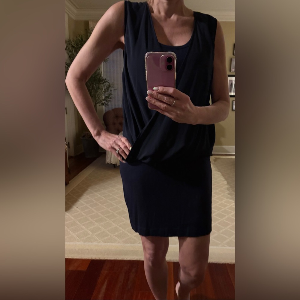 Fifteen Twenty Navy Sleeveless Draped Dress